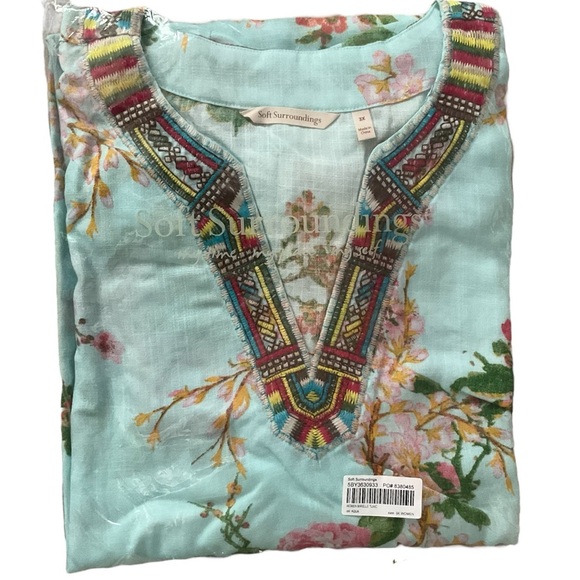New Soft Surroundings Size 3X Mirielle Floral Embroidered Tunic Beachy Boho - Picture 6 of 9
